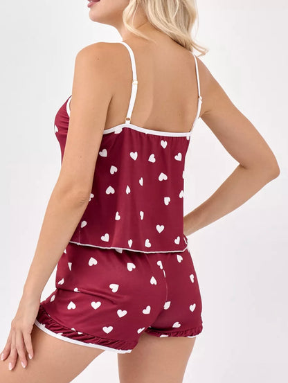 Ensemble de Nuit Femme Cœur d'Été – Débardeur Léger & Short Soyeux