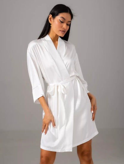 Robe de chambre satin femme