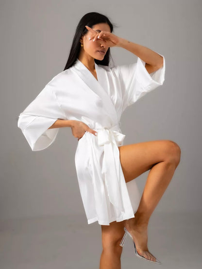 Robe de chambre satin femme