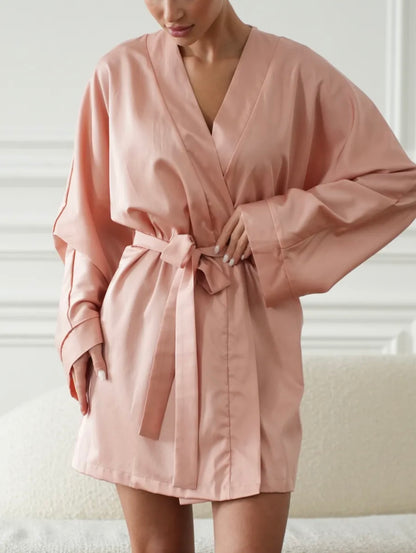 Robe de chambre satin femme