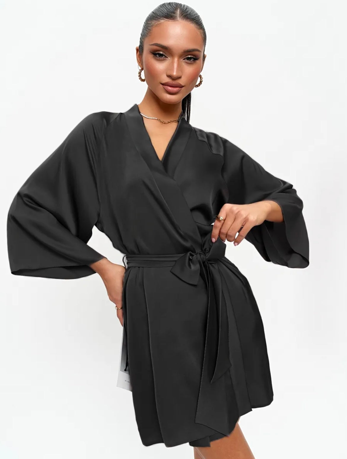 Robe de chambre satin femme
