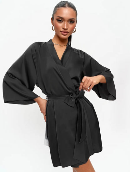 Robe de chambre satin femme