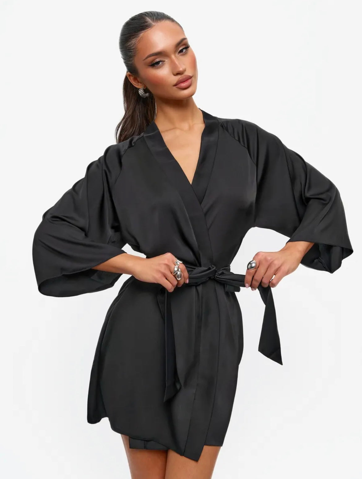 Robe de chambre satin femme