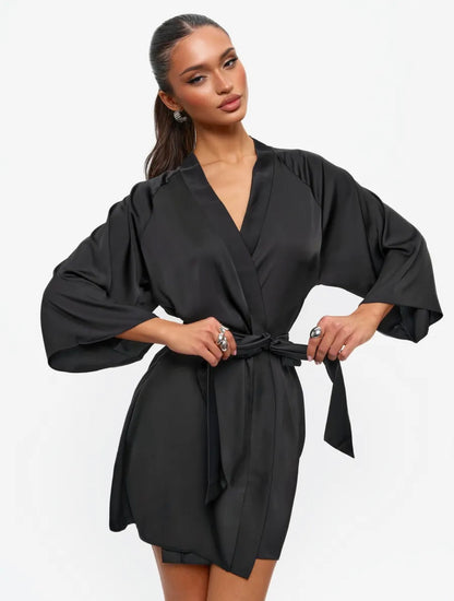 Robe de chambre satin femme
