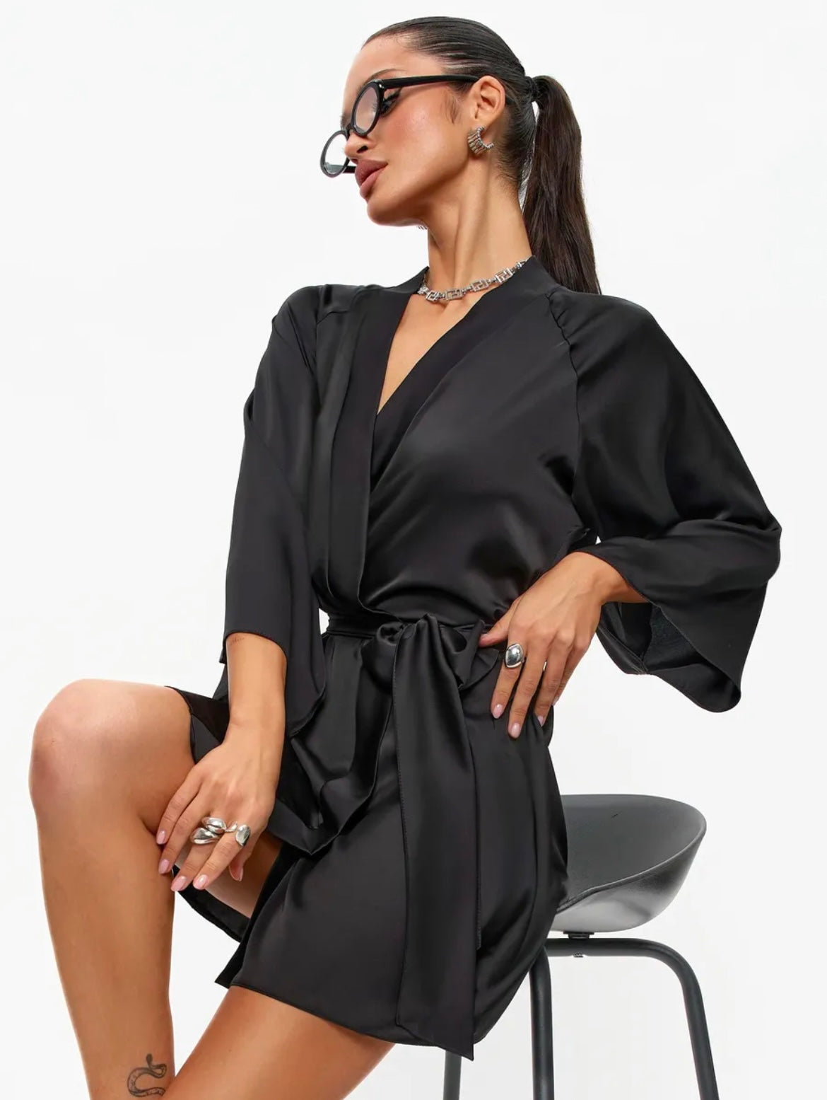 Robe de chambre satin femme