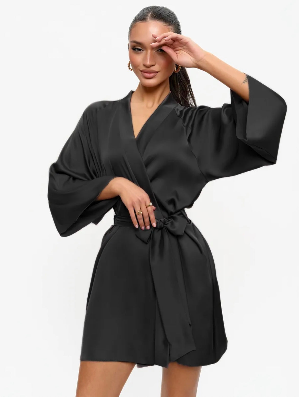 Robe de chambre satin femme