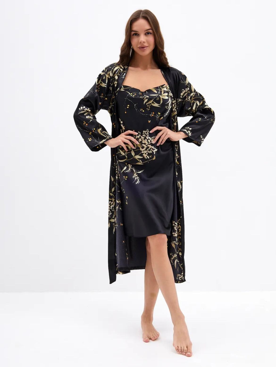 Nuisette et kimono satin élégant