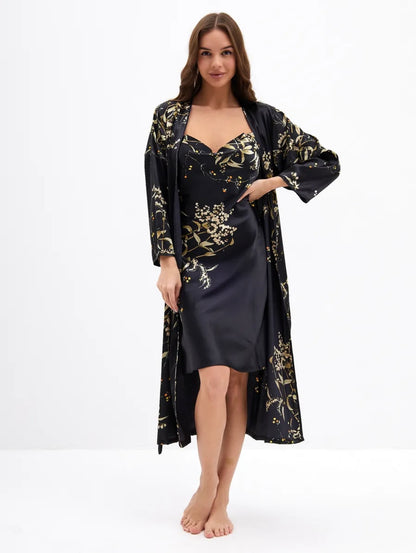 Nuisette et kimono satin élégant