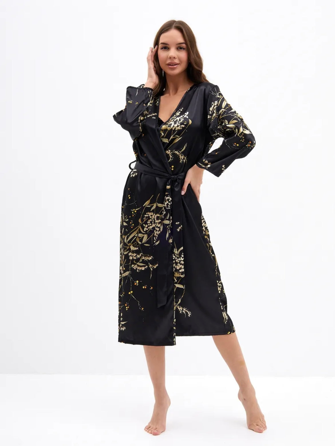 Nuisette et kimono satin élégant