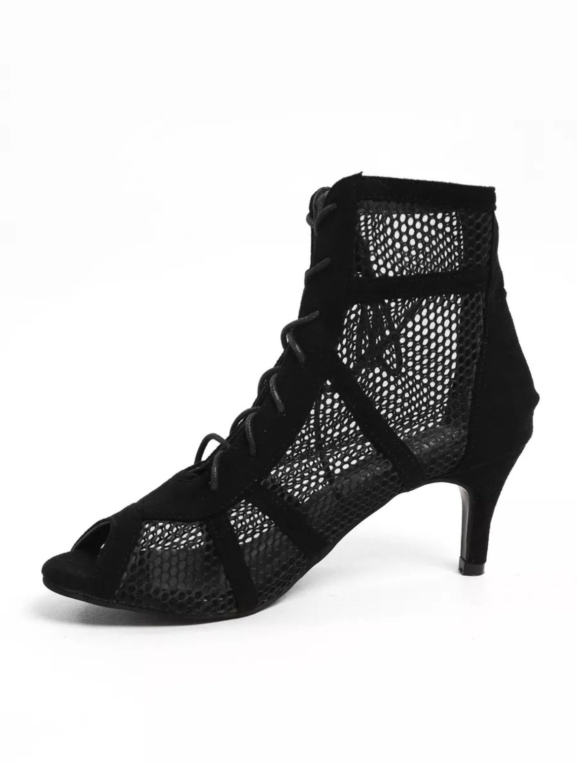 Sandales à talons hauts en maille noire – Sexy, ouvertes et chic