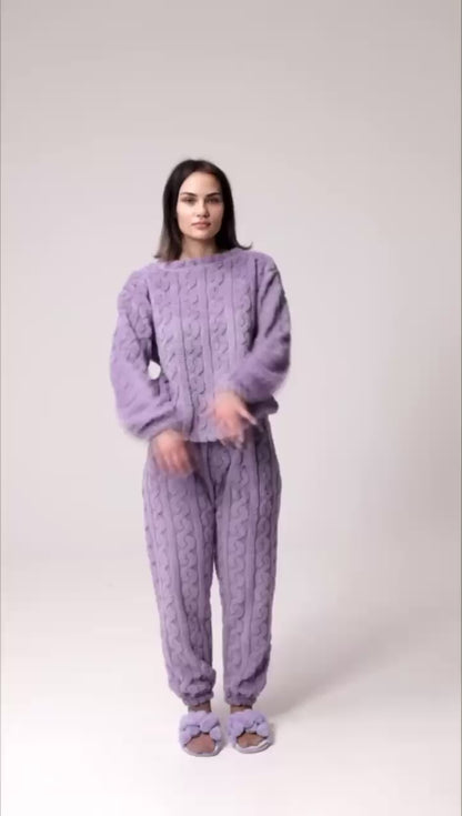 Pyjama d’Hiver en Polaire – Ensemble Chaud Et Confortable de Nuit